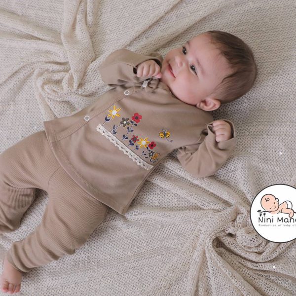جلو دکمه دار قهوه ای پامچال